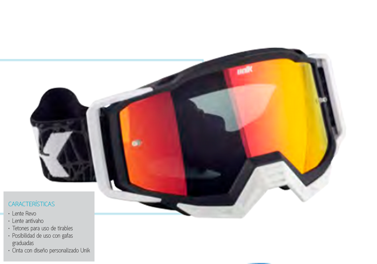 GAFAS MOTO UNIK GX03 CROSS STAR NEGRA BLANCA CRISTAL REVO ROJO